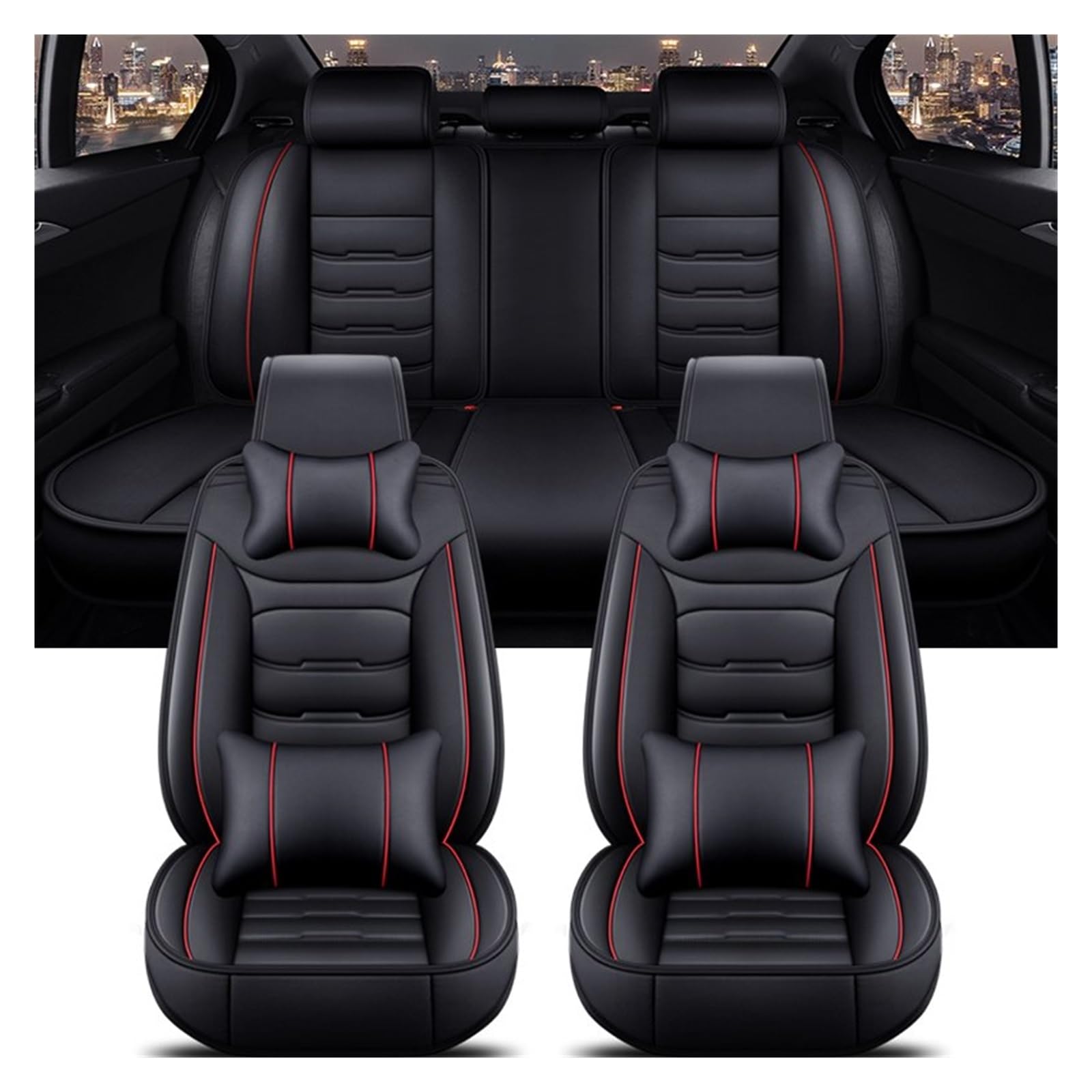 CGBWMB Auto-Sitzbezüge Für 1er E81 E82 E87 E88 F20 F21 F52 F40 alle Automodelle Universal-Autositzbezug Autositzbezüge(Black Red 5 Seat A) von CGBWMB
