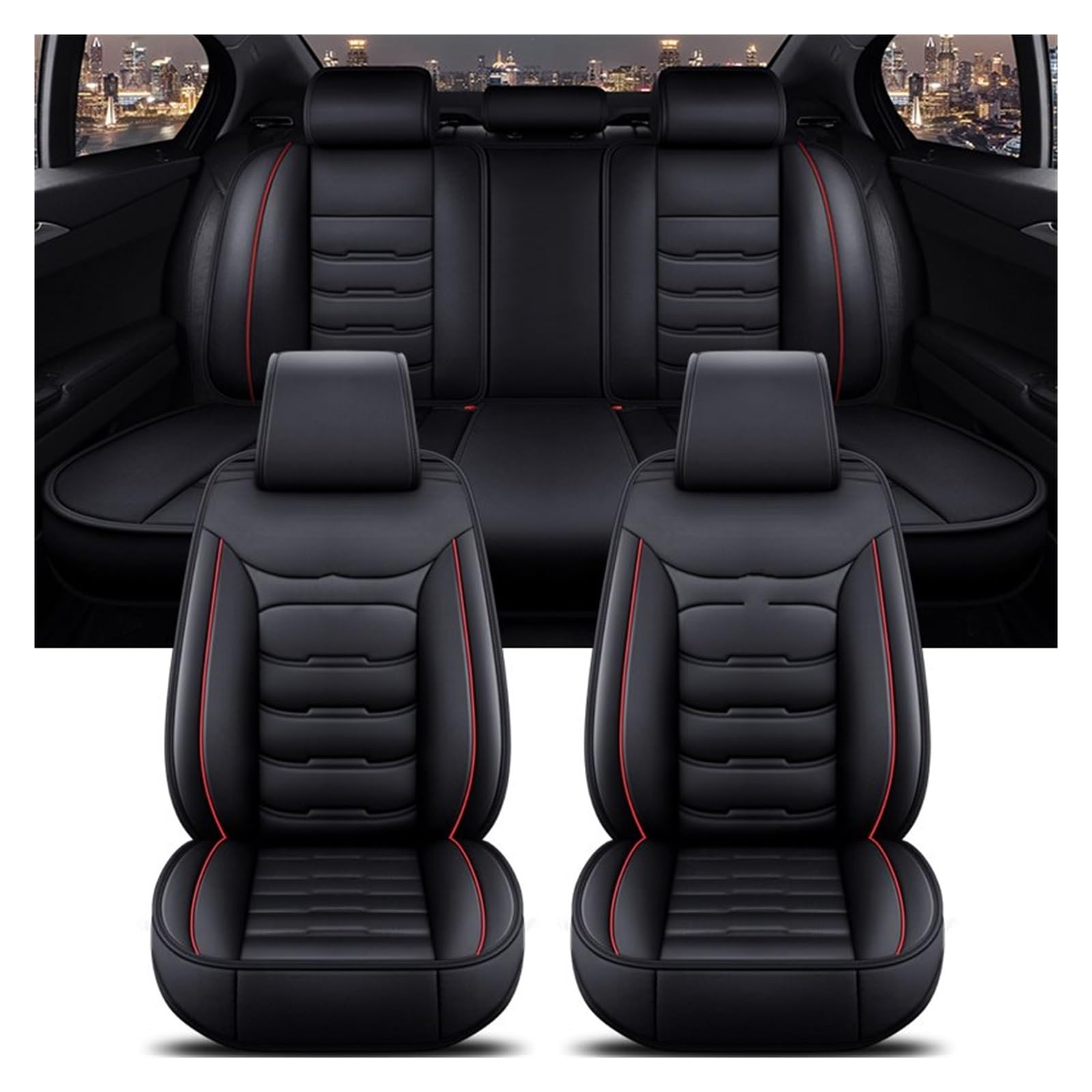 CGBWMB Auto-Sitzbezüge Für 3er E21 E30 E36 E46 E90 E91 E92 Alle Automodelle Universeller Autositzbezug Autositzbezüge(Black Red 5 Seat) von CGBWMB