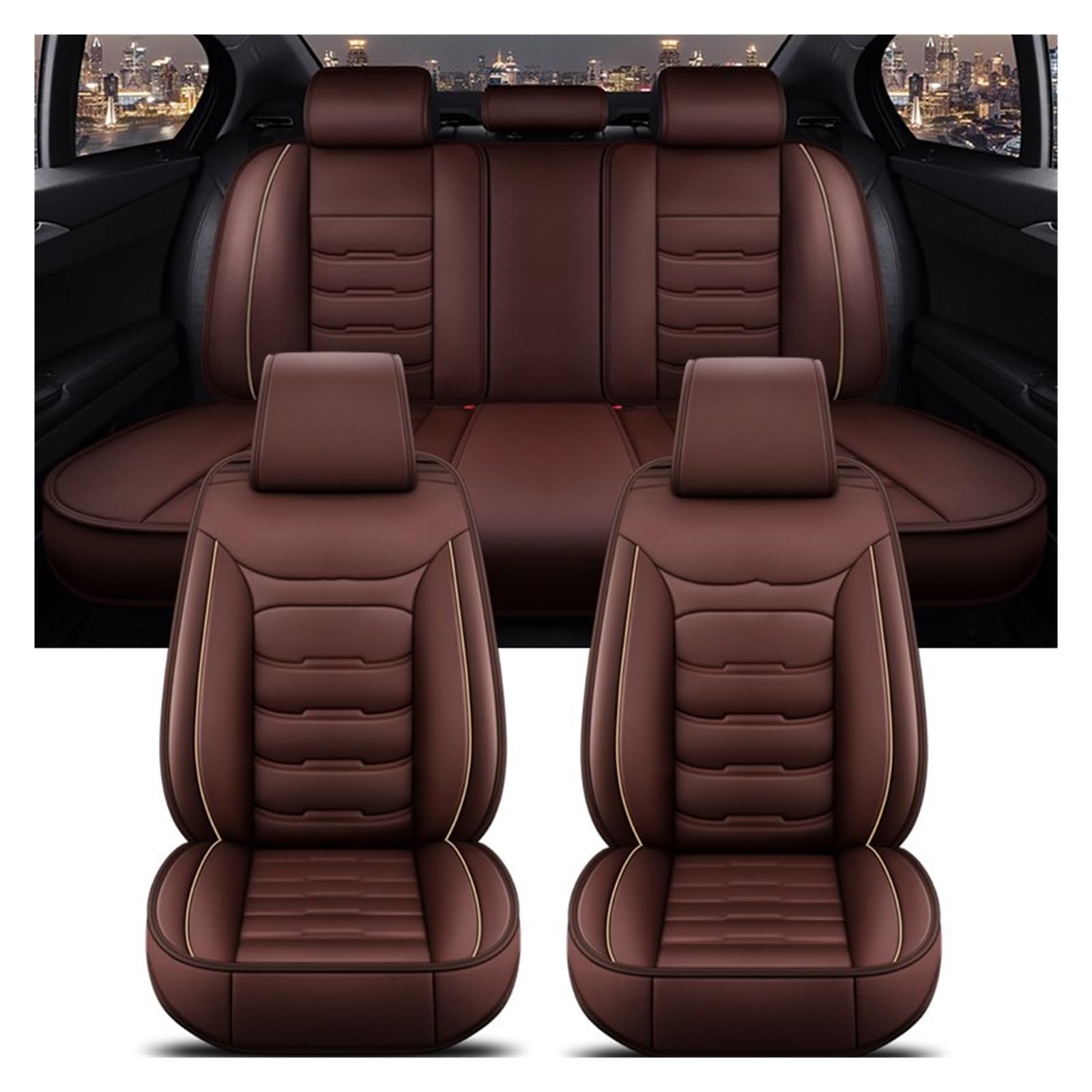 CGBWMB Auto-Sitzbezüge Für 3er E21 E30 E36 E46 E90 E91 E92 Alle Automodelle Universeller Autositzbezug Autositzbezüge(Coffee 5 Seat) von CGBWMB