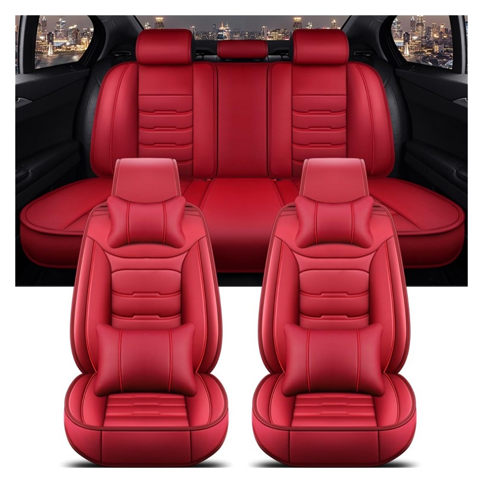 CGBWMB Auto-Sitzbezüge Für 3er E21 E30 E36 E46 E90 E91 E92 Alle Automodelle Universeller Autositzbezug Autositzbezüge(Red 5 Seat A) von CGBWMB