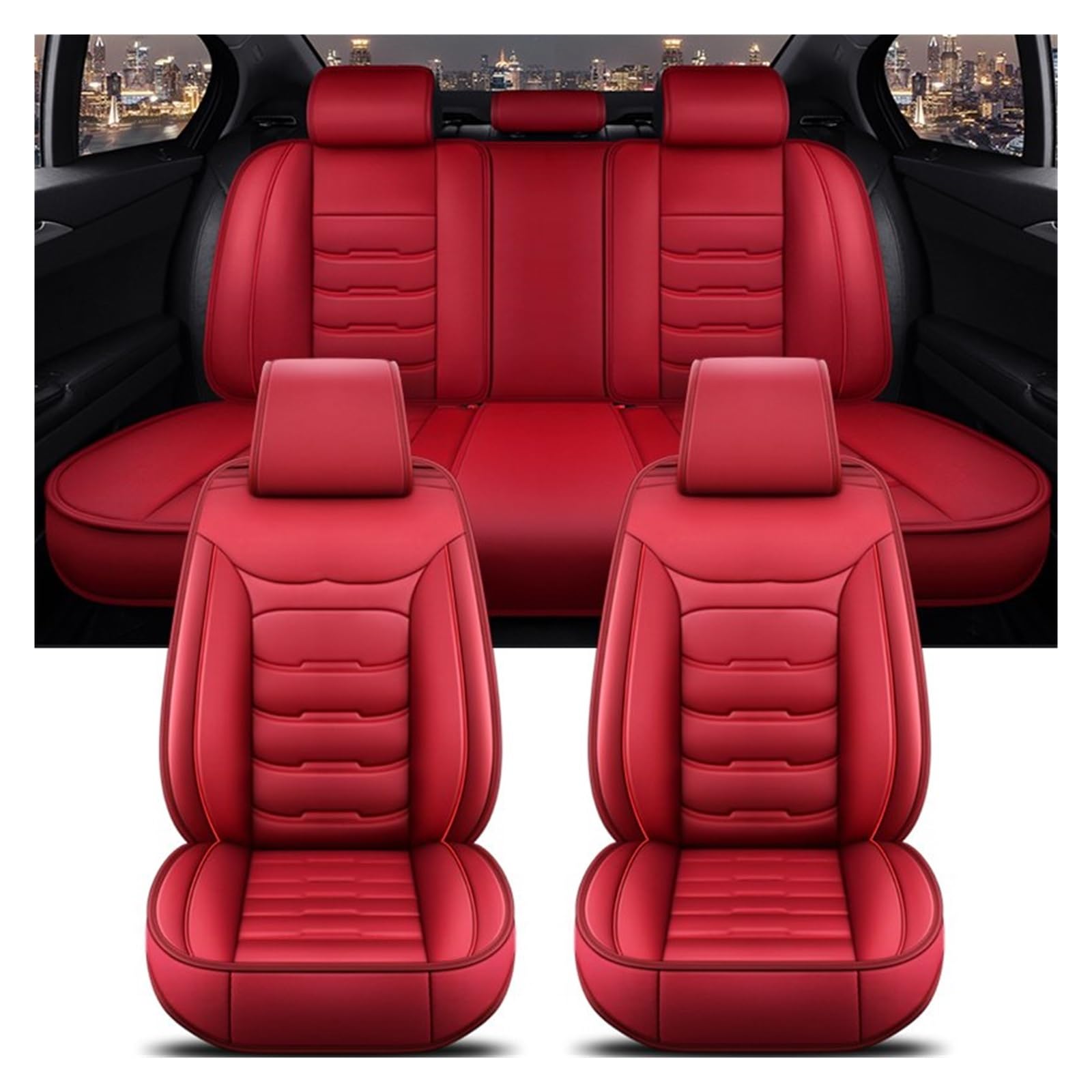 CGBWMB Auto-Sitzbezüge Für 5er F10 F11 G30 G31 E39 E60 E61 F07 F18 G38 alle Automodelle Universal-Autositzbezug Autositzbezüge(Red 5 Seat) von CGBWMB