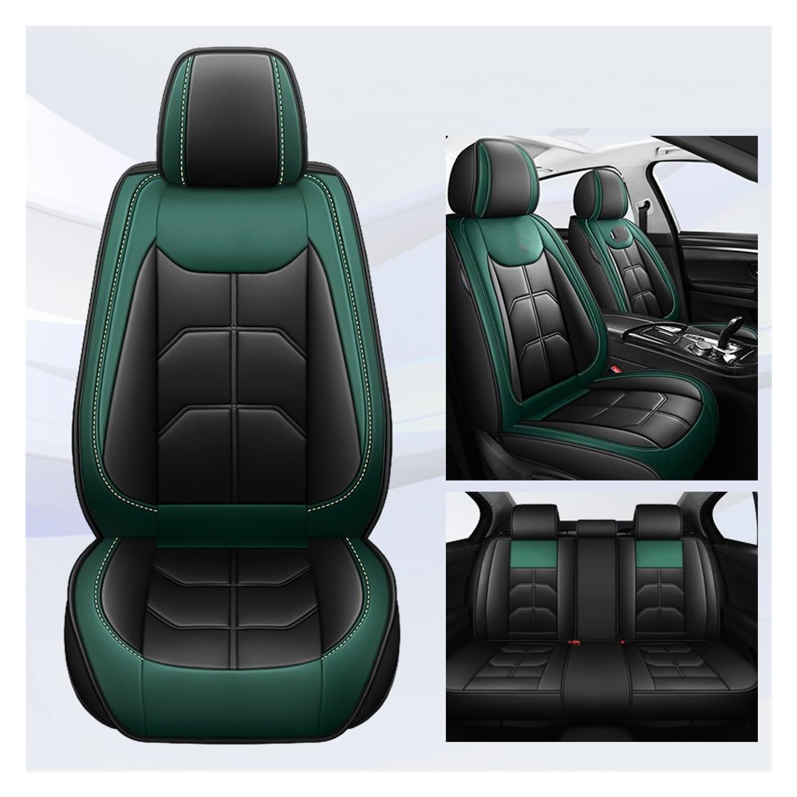 CGBWMB Auto-Sitzbezüge Für Chery Für OMODA 5 Für Tiggo 5 Für Tiggo 7 Für Tiggo 8 Plus Alle Automodelle Universal Auto Sitzbezug Autositzbezüge(Black Green 5 Seat) von CGBWMB