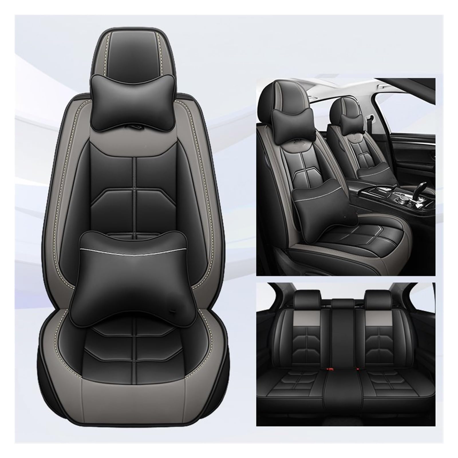 CGBWMB Auto-Sitzbezüge Für Chery Für OMODA 5 Für Tiggo 5 Für Tiggo 7 Für Tiggo 8 Plus Alle Automodelle Universal Auto Sitzbezug Autositzbezüge(Black Grey 5 Seat A) von CGBWMB