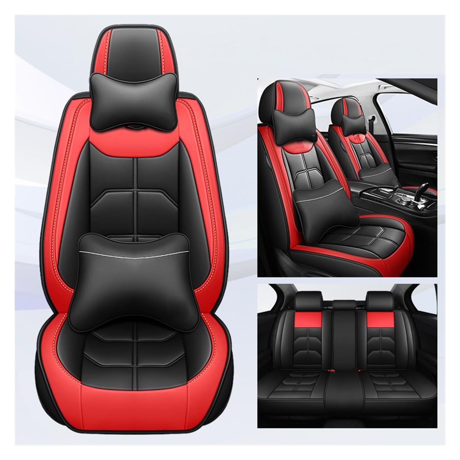 CGBWMB Auto-Sitzbezüge Für Chery Für OMODA 5 Für Tiggo 5 Für Tiggo 7 Für Tiggo 8 Plus Alle Automodelle Universal Auto Sitzbezug Autositzbezüge(Black Red 5 Seat A) von CGBWMB