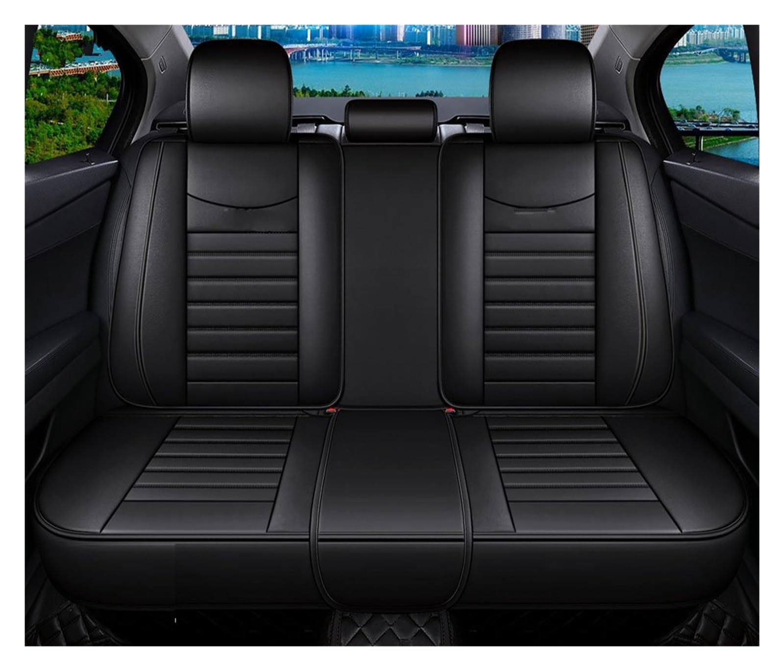 CGBWMB Auto-Sitzbezüge Für Chery Für Tiggo 8 7 Pro Zubehör Schwarz Leder Autositzbezüge Autositzbezüge(Rear Seats A) von CGBWMB