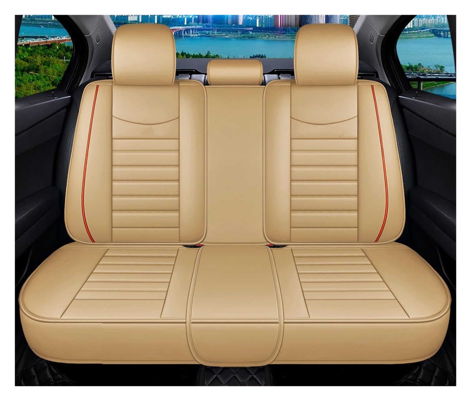 CGBWMB Auto-Sitzbezüge Für Chrysler 200 300C Schwarz Universal Leder Autositzbezüge Zubehör Autositzbezüge(Rear Seats F) von CGBWMB