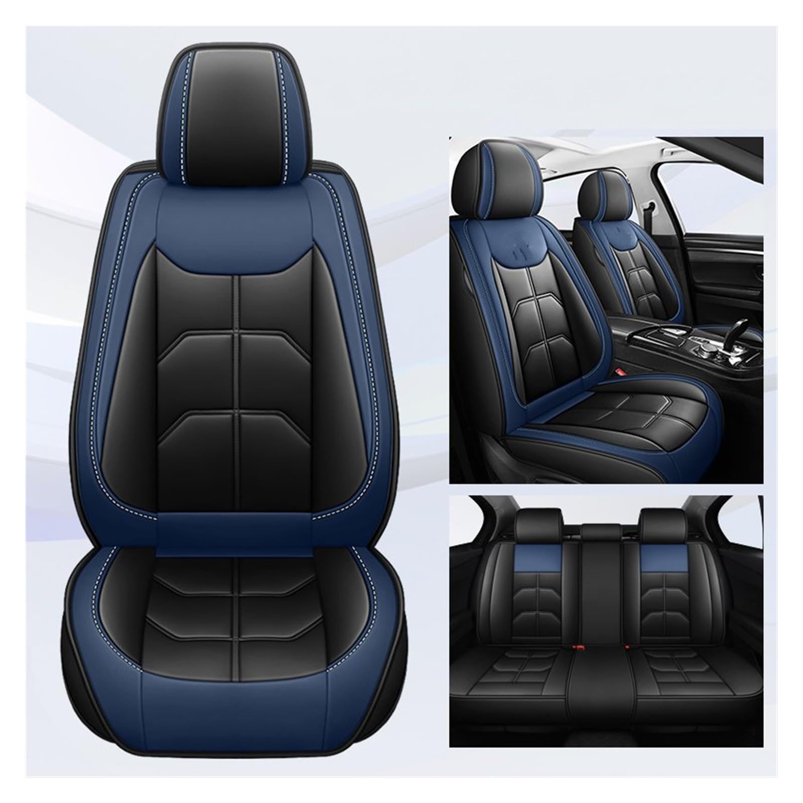 CGBWMB Auto-Sitzbezüge Für E46 E90 3er E21 E30 E36 E91 E92 E93 F30 F31 F34 F35 G20 Universal-Autositzbezug Autositzbezüge(Black Blue 5 Seat) von CGBWMB