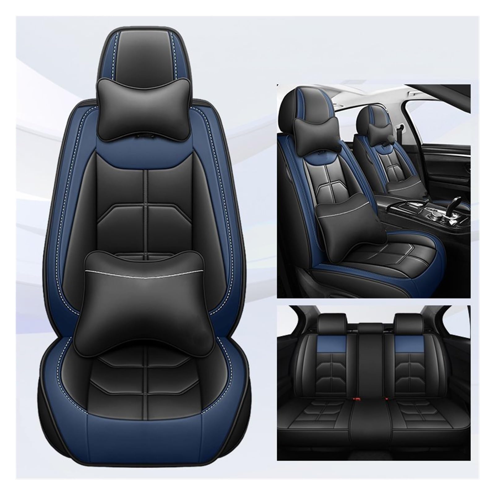CGBWMB Auto-Sitzbezüge Für E46 E90 3er E21 E30 E36 E91 E92 E93 F30 F31 F34 F35 G20 Universal-Autositzbezug Autositzbezüge(Black Blue 5 Seat A) von CGBWMB