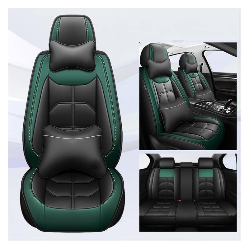 CGBWMB Auto-Sitzbezüge Für Ford Für Fiesta Für Fusion Für Mondeo Für Taurus Für Mustang Für Territory Für Kuga Für Expedition Universal Auto Sitz Abdeckung Autositzbezüge(Black Green 5 Seat A) von CGBWMB