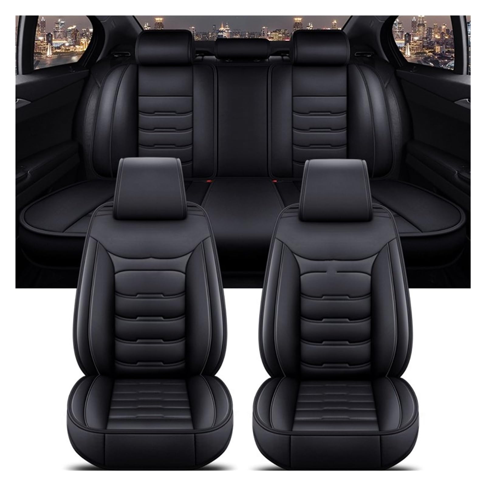 CGBWMB Auto-Sitzbezüge Für Ford Für Focus MK2 Für Edge Für Explorer Für Ecosport Für Escape Für Ausflug Für Everest Universal Auto Sitz Abdeckung Autositzbezüge(Black 5 Seat) von CGBWMB