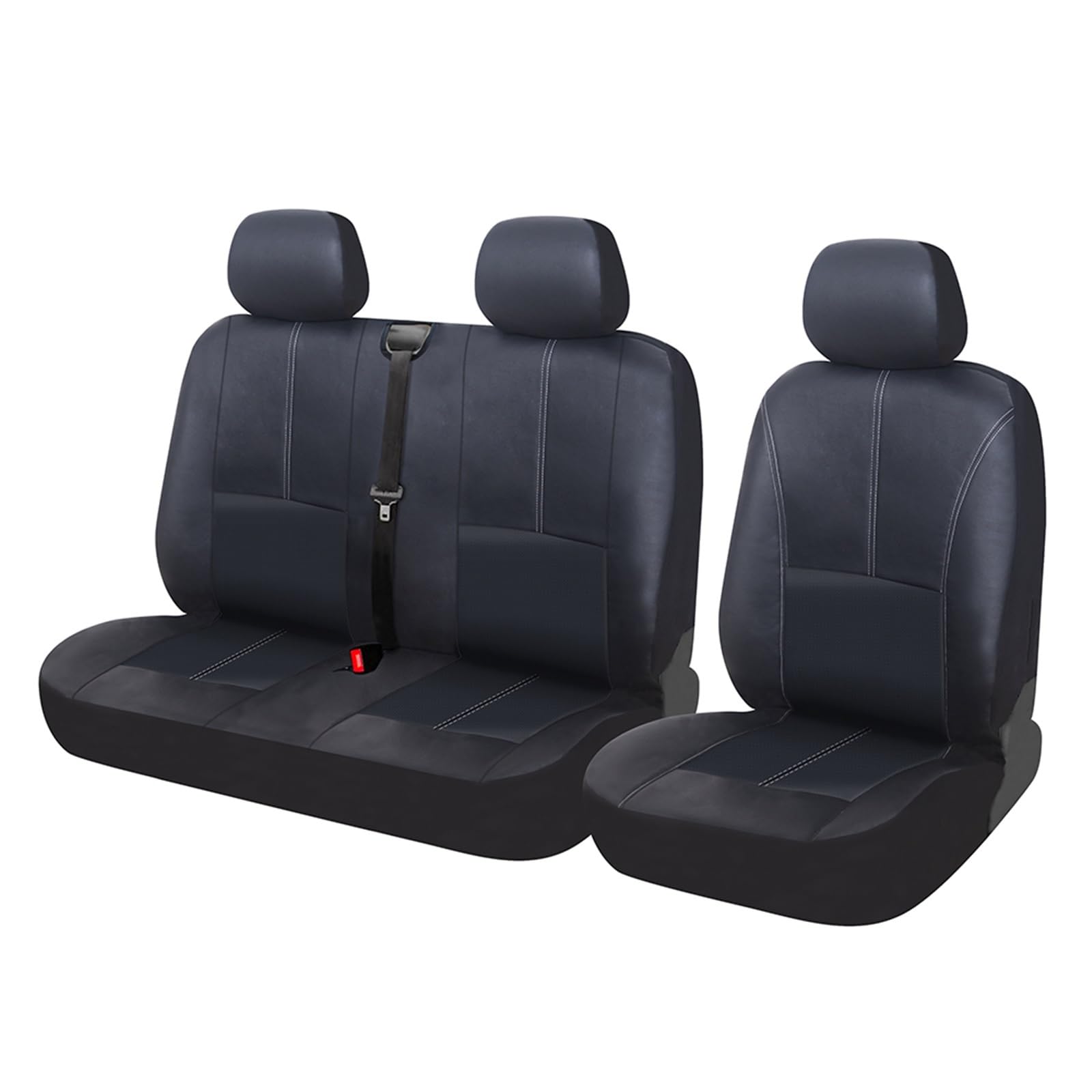 CGBWMB Auto-Sitzbezüge Für Ford Für Transit Van Truck LKW 1+2 Sitzbezüge PU-Leder-Sitzbezug Autositzbezüge(3 pcs) von CGBWMB