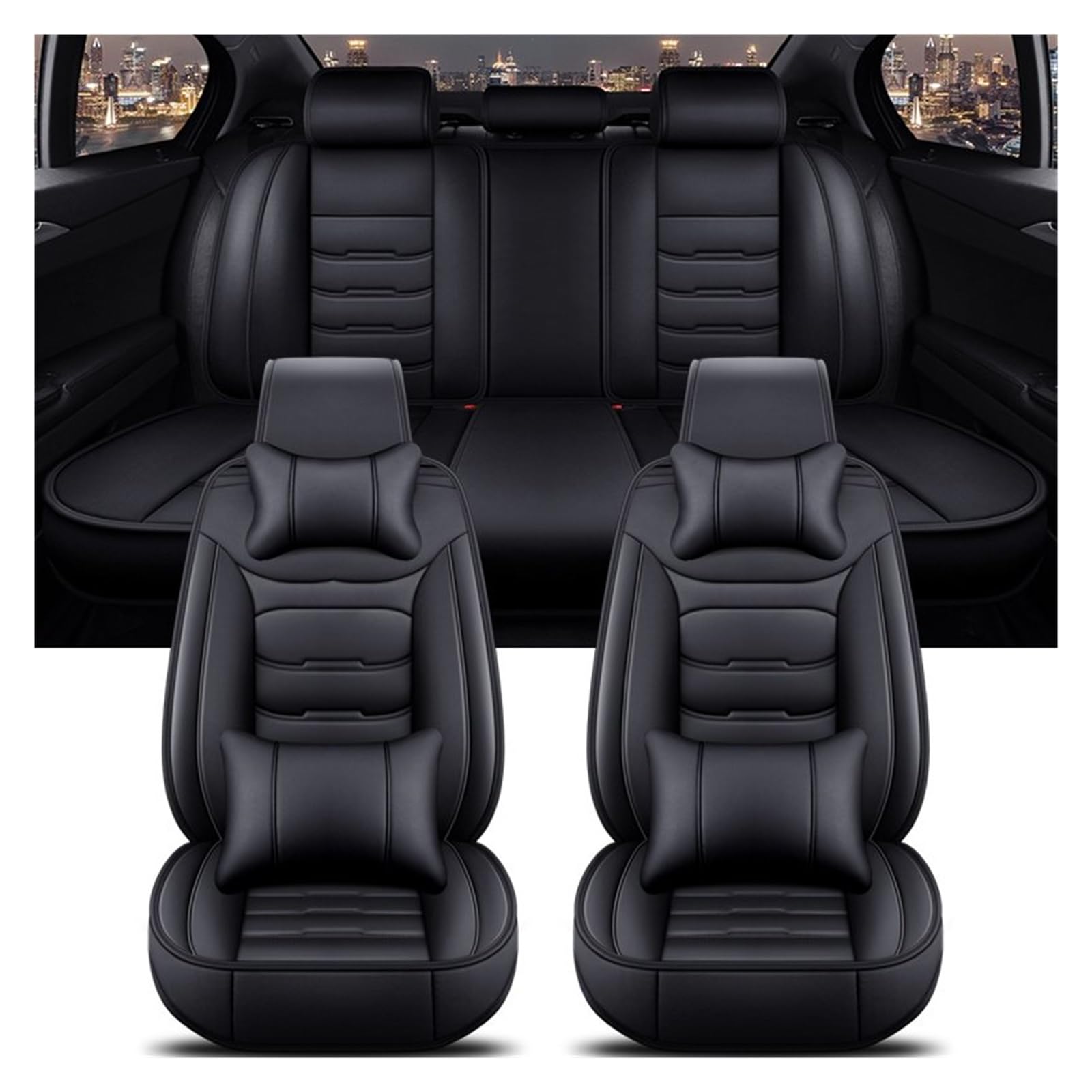 CGBWMB Auto-Sitzbezüge Für Jeep Für Kompass Für Grand Für Cherokee Für Commander Für Wrangler JK Alle Auto Modelle Universal Auto Sitz Abdeckung Autositzbezüge(Black 5 Seat a) von CGBWMB