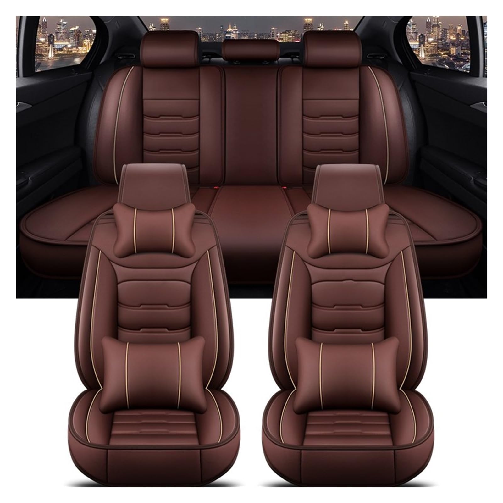 CGBWMB Auto-Sitzbezüge Für Jeep Für Kompass Für Grand Für Cherokee Für Commander Für Wrangler JK Alle Auto Modelle Universal Auto Sitz Abdeckung Autositzbezüge(Coffee 5 Seat A) von CGBWMB