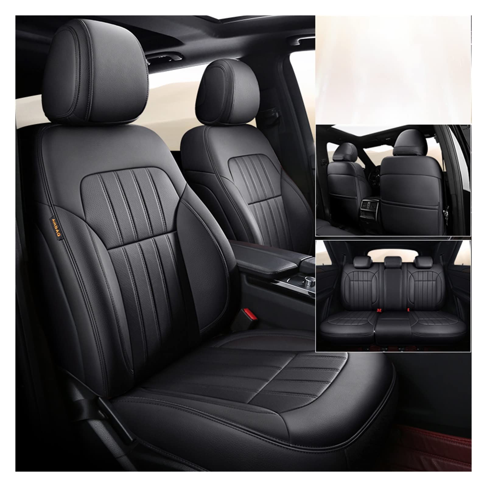 CGBWMB Auto-Sitzbezüge Für Mg4 5 6 Zs Hs Ev Für Mulan Autositzbezüge Leder Auto Zubehör Autositzbezüge(5Pcs-Black) von CGBWMB