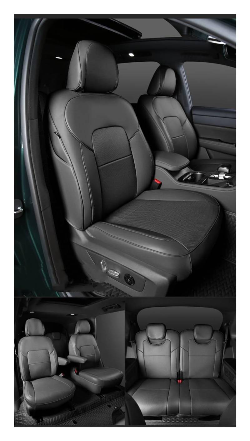 CGBWMB Auto-Sitzbezüge Für Mitsubishi Für Pajero Für Outlander Autositzbezug 2 Oder 3 Reihen Mit 5-8 Sitze Lederbezug Autositzbezüge(Schwarz,6-8 Seats) von CGBWMB