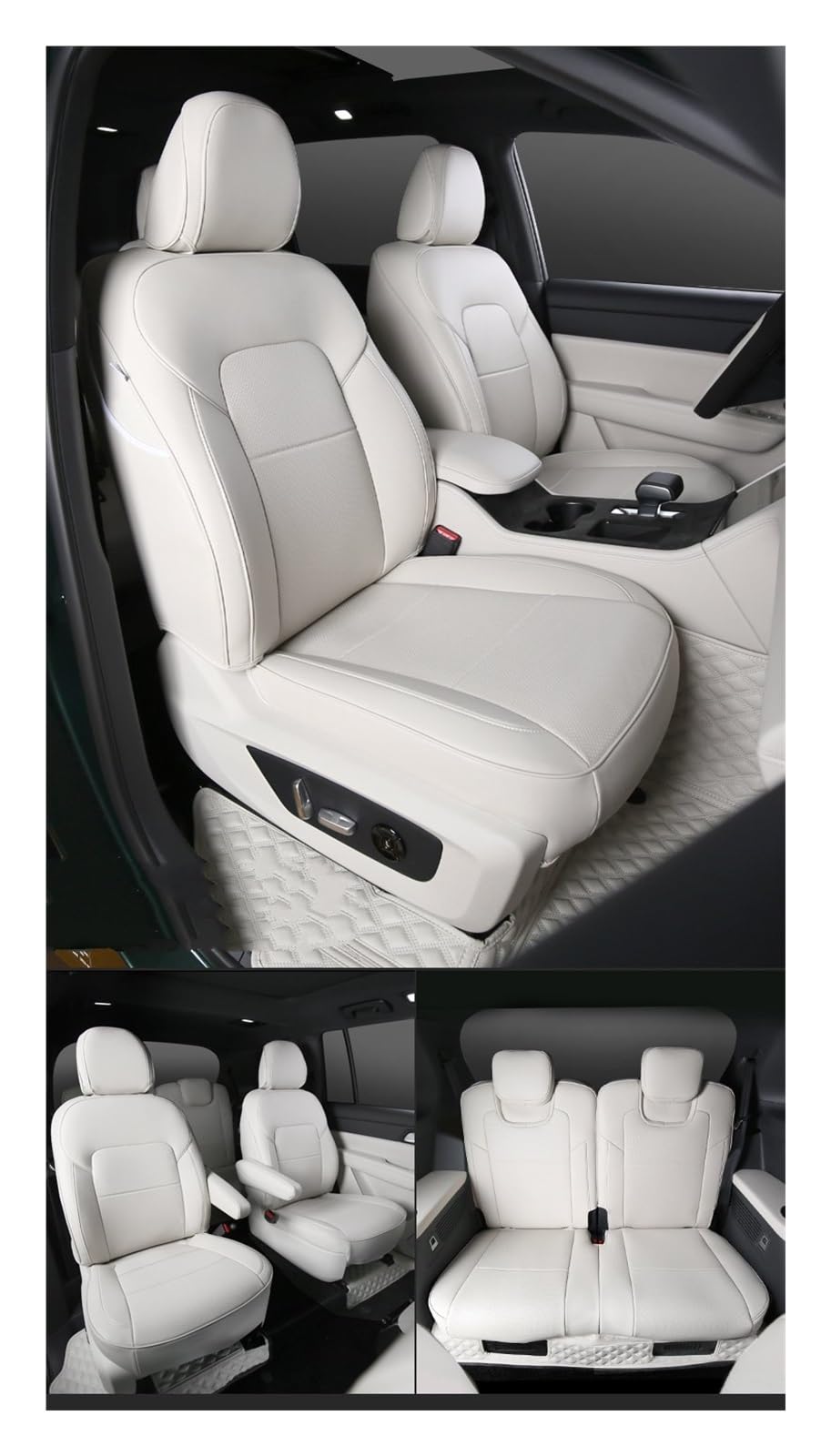 CGBWMB Auto-Sitzbezüge Für Mitsubishi Für Pajero Für Outlander Autositzbezug 2 Oder 3 Reihen Mit 5-8 Sitze Lederbezug Autositzbezüge(Weiß,6-8 Seats) von CGBWMB