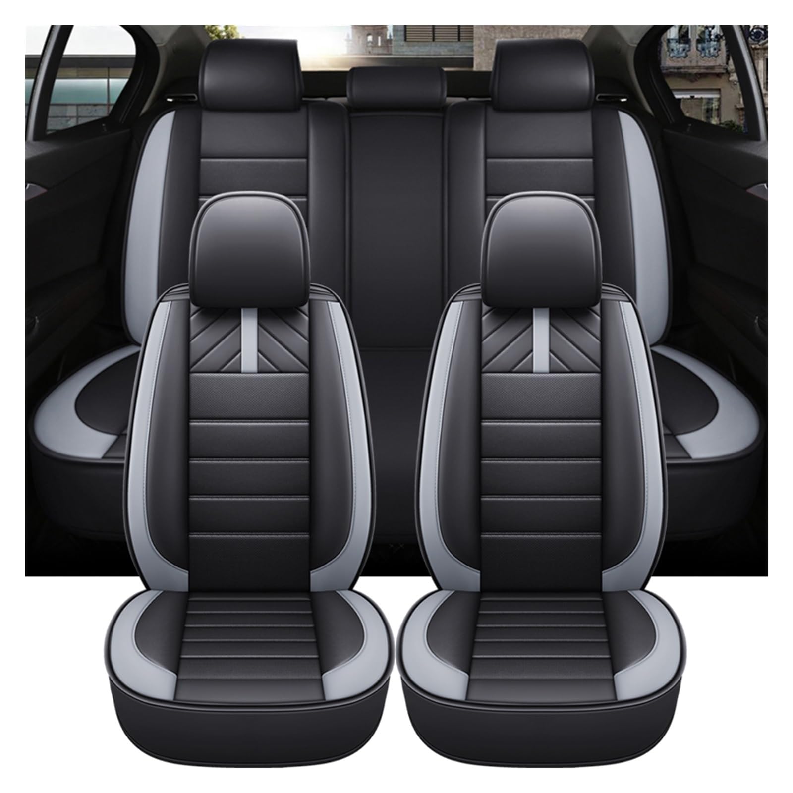 CGBWMB Auto-Sitzbezüge Für Nissan Für Juke Für Tucson Auto Sitzkissen Abdeckung Vollen Satz Universal Leder Zubehör Innen Autositzbezüge(5 PCS D) von CGBWMB