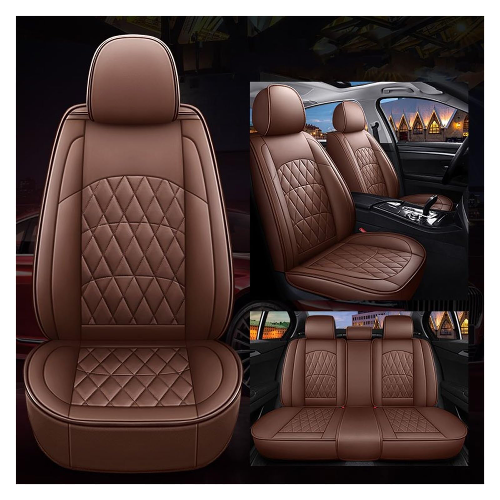 CGBWMB Auto-Sitzbezüge Für Nissan Für Qashqai Für Juke Für Blatt Für Armada Für Altima Für Cube Für Dualis Für Tiida Universal Auto Sitzbezüge Autositzbezüge(Coffee 5 Seat) von CGBWMB