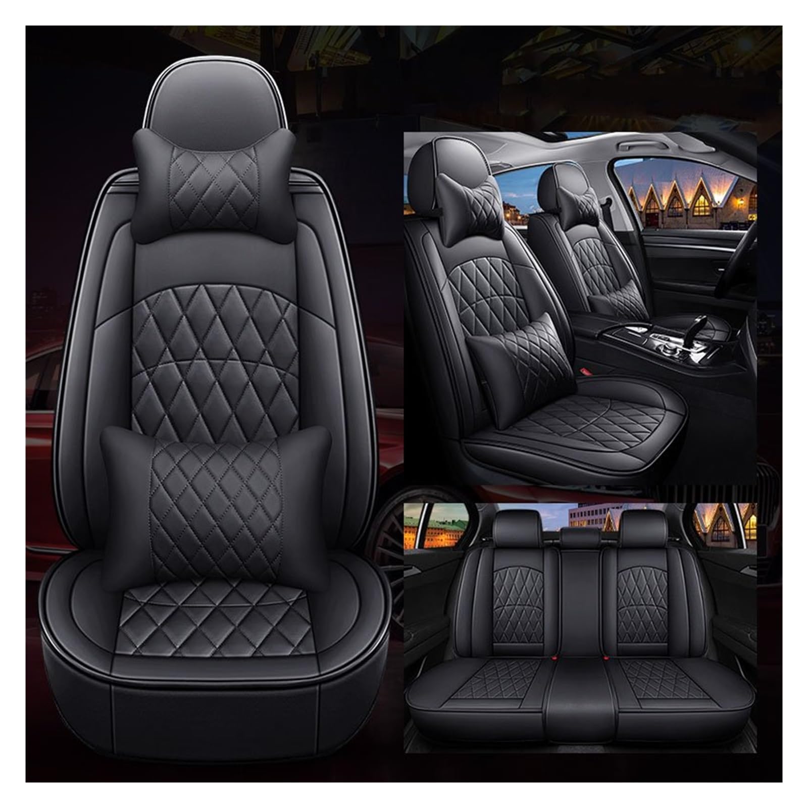 CGBWMB Auto-Sitzbezüge Für Subaru Für Forester Für Outback XV Für Impreza Für BRZ Für Levorg Für Legacy Für WRX Universal Auto Sitzbezüge Autositzbezüge(Black 5 Seat) von CGBWMB