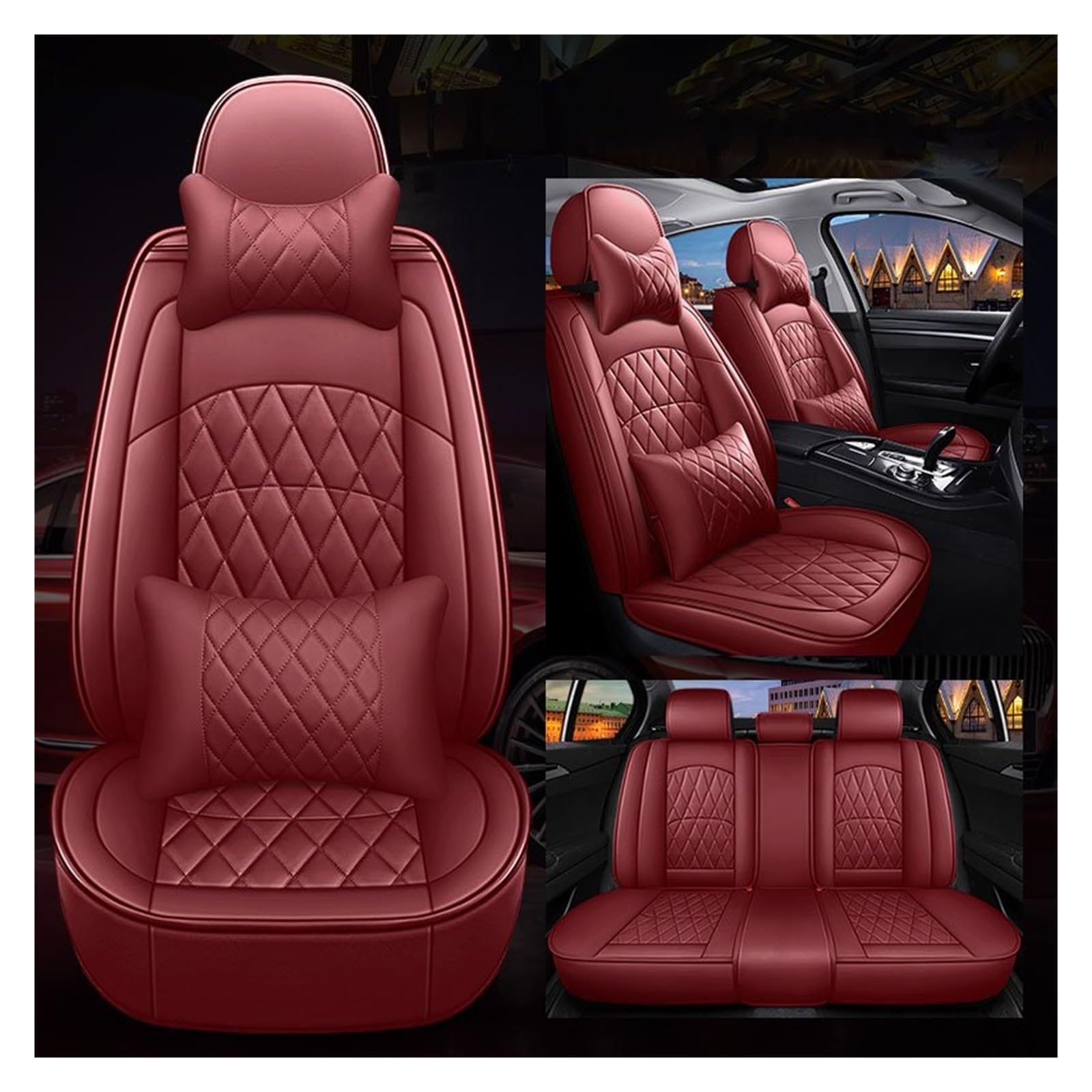 CGBWMB Auto-Sitzbezüge Für Subaru Für Forester Für Outback XV Für Impreza Für BRZ Für Levorg Für Legacy Für WRX Universal Auto Sitzbezüge Autositzbezüge(Wind Red 5 Seat a) von CGBWMB
