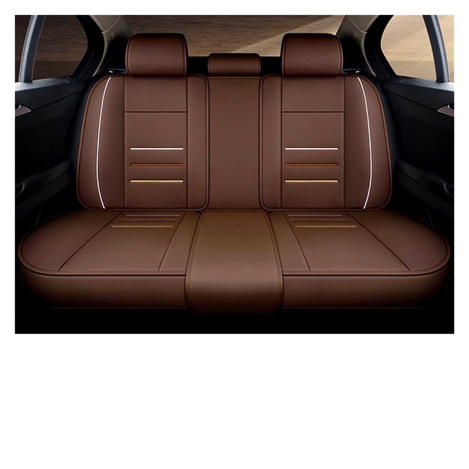 CGBWMB Auto-Sitzbezüge Für Suzuki Für Swift Für Grand Für Vitara Für Jimny Sx4 Für Samurai Für Ignis Auto Sitzbezug Universal Leder Autositzbezüge(Rear Seats-Brown) von CGBWMB