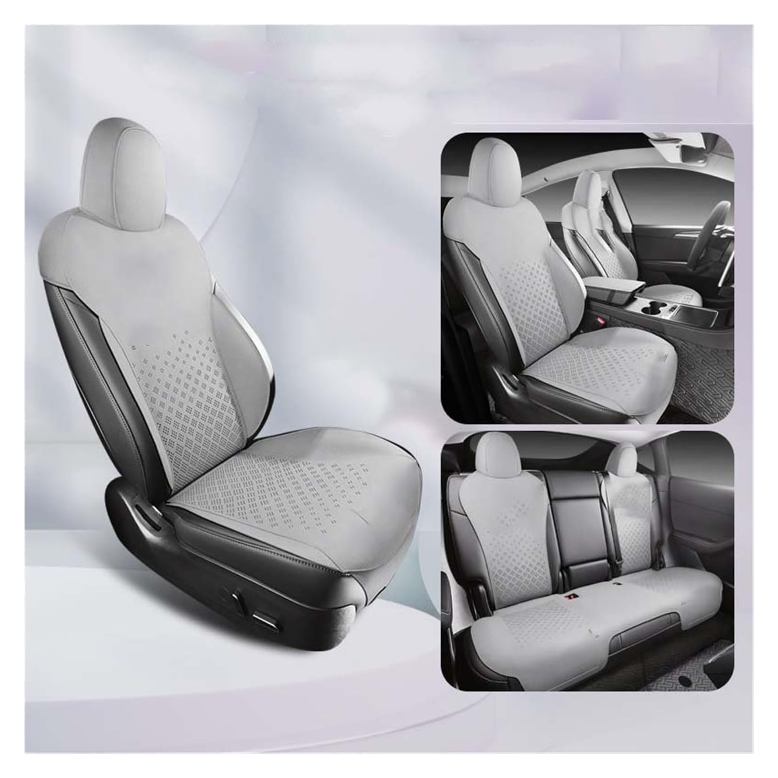 CGBWMB Auto-Sitzbezüge Für Tesla Für Modell Y Auto Zubehör Wildleder Sattel Sitzkissen Pad Halb Bedeckt Autositzbezüge(Color 1) von CGBWMB