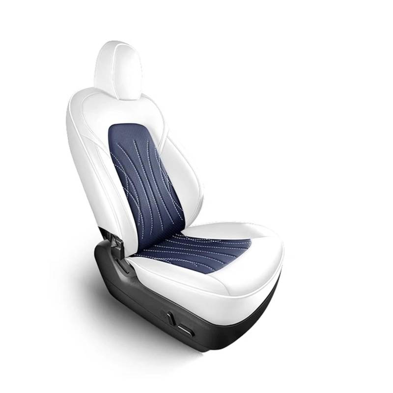 CGBWMB Auto-Sitzbezüge Für Tesla Für Modell Y Für Modell 3 Volle Surround Abdeckung 10 Fans Belüftung Sitz Abdeckung Für Einen Sitz Autositzbezüge(White Blue,2Pcs Passenger) von CGBWMB