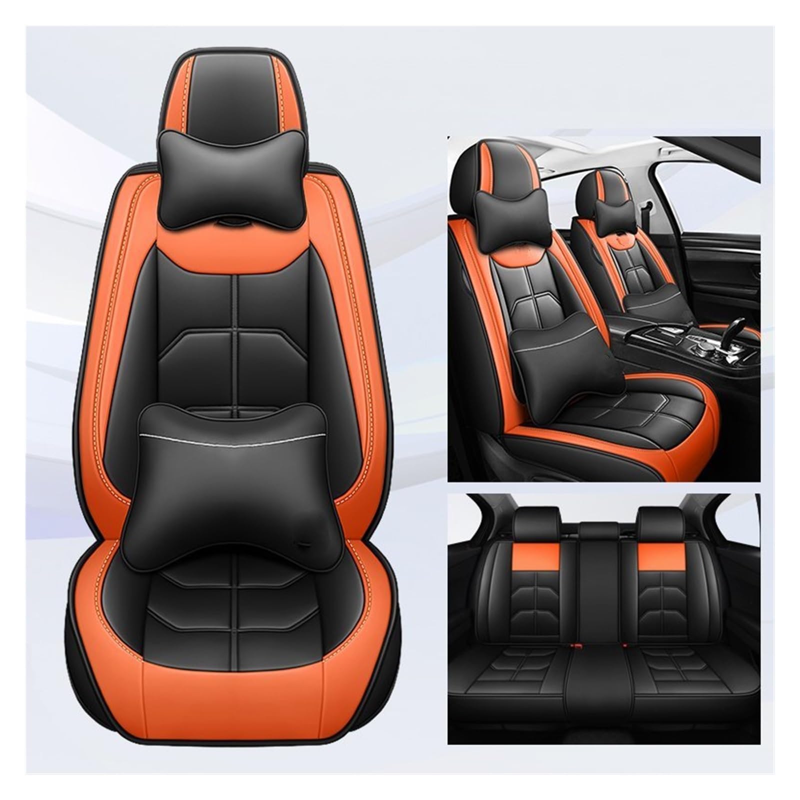 CGBWMB Auto-Sitzbezüge Für W246 B-Klasse W245 W242 W247 B-Klasse B180 B200 B250 Universal Autositzbezug Autositzbezüge(Black Orange 5 Seat A) von CGBWMB