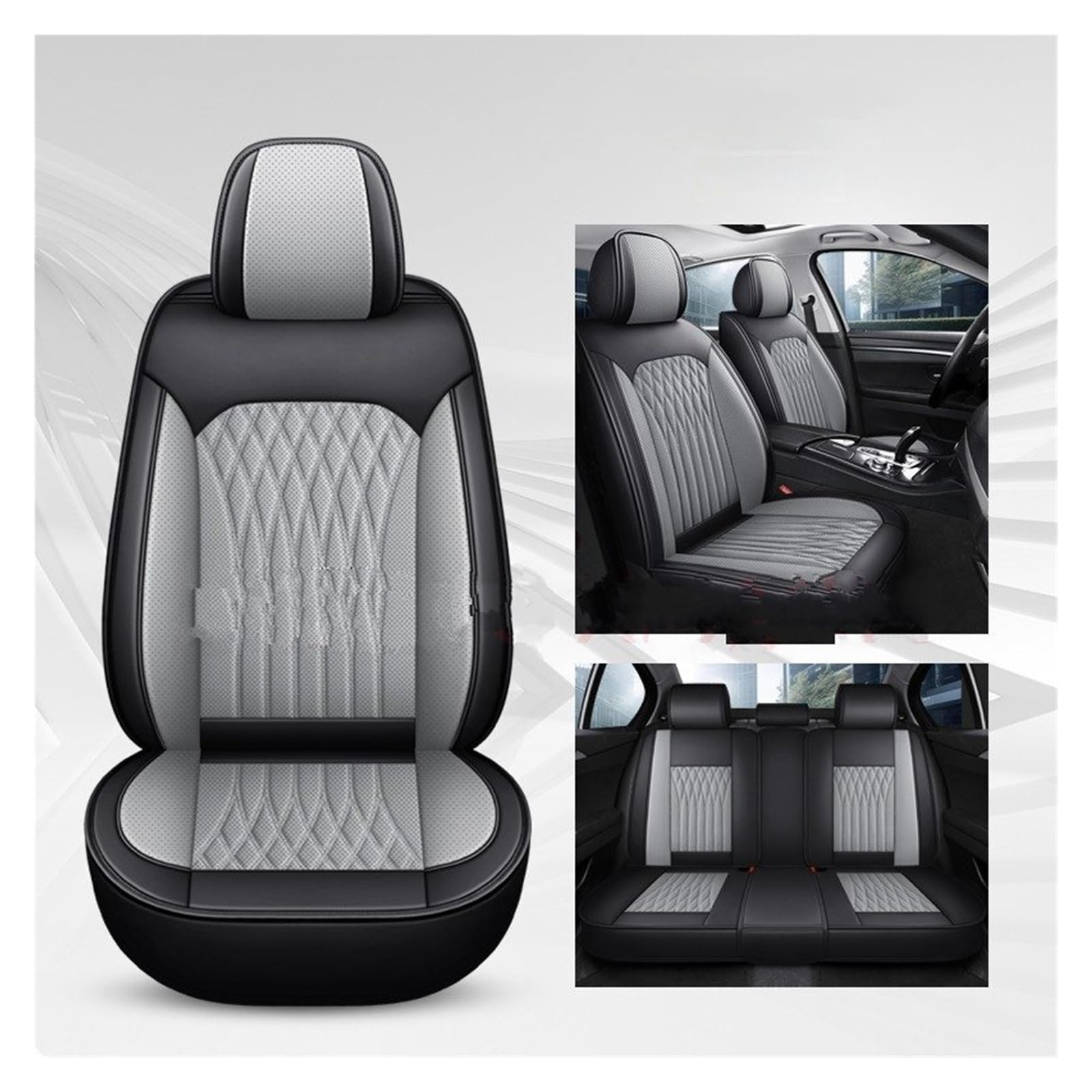 CGBWMB Auto-Sitzbezüge Für X5 E87 E87 X1 F48 X2 X3 X4 X6 X7 M3 M4 M5 Alle Automodelle Pu-Leder Universal Autositzbezug Autositzbezüge(Black Gray 5 Seat) von CGBWMB