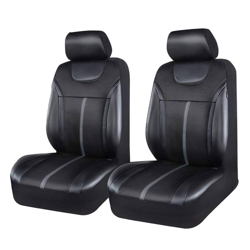CGBWMB Auto-Sitzbezüge Universal-Autositzbezüge Aus Leder Und Netzstoff Leder-Set Passend Für Die Meisten Autos SUVs LKWs Lieferwagen Autositzbezüge(2 Front seat) von CGBWMB