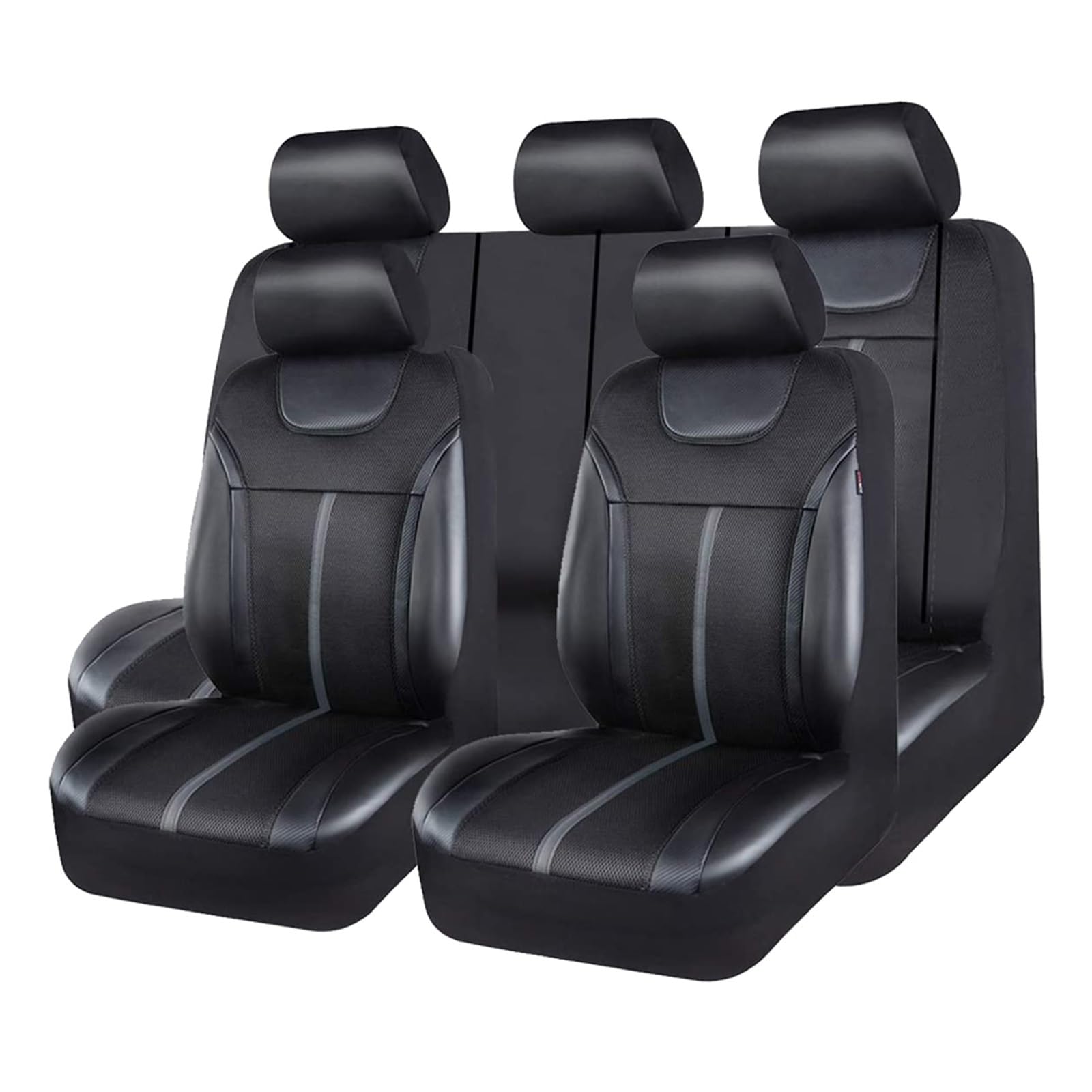 CGBWMB Auto-Sitzbezüge Universal-Autositzbezüge Aus Leder Und Netzstoff Leder-Set Passend Für Die Meisten Autos SUVs LKWs Lieferwagen Autositzbezüge(5 seat) von CGBWMB