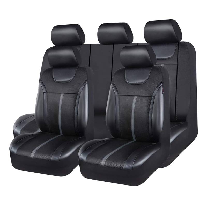 CGBWMB Auto-Sitzbezüge Universal-Autositzbezüge Aus Leder Und Netzstoff Leder-Set Passend Für Die Meisten Autos SUVs LKWs Lieferwagen Autositzbezüge(5 seat) von CGBWMB