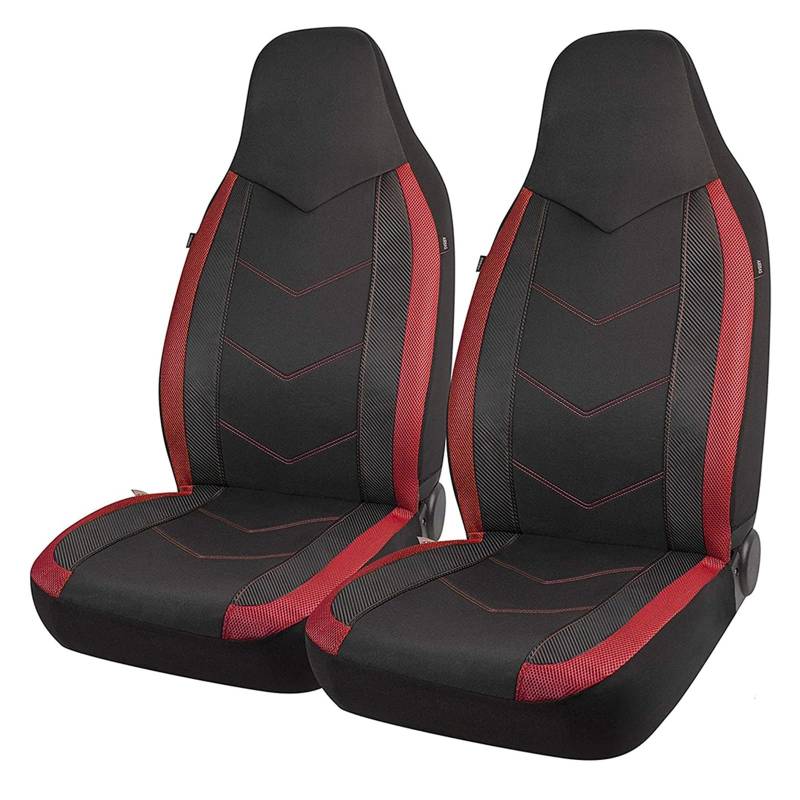 CGBWMB Auto-Sitzbezüge Universal-Sitzschutz mit hoher Rückenlehne atmungsaktives Netzgewebe Karbonfaser-Textur Sitz Autositzbezug Kissen Autositzbezüge(Red) von CGBWMB