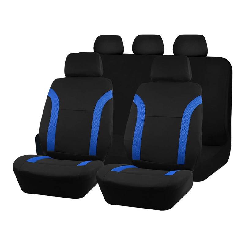CGBWMB Auto-Sitzbezüge Universelle Atmungsaktive Autositzbezüge Air-Mesh-Gewebe Gespleißt Mit Polyestergewebe Passend Für Die Meisten Auto-SUV Autositzbezüge(Blue 5 seat) von CGBWMB