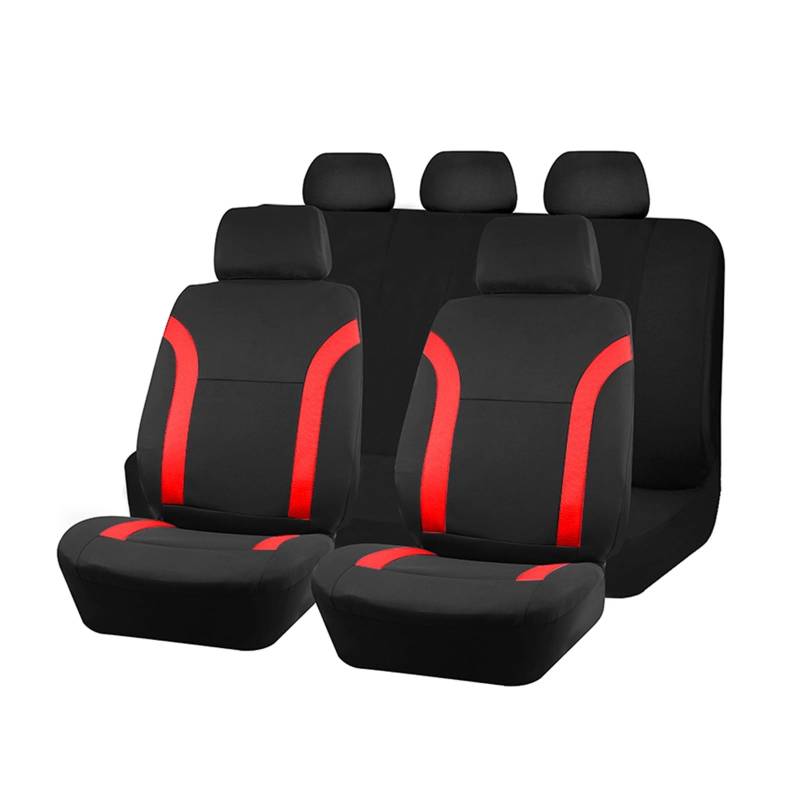 CGBWMB Auto-Sitzbezüge Universelle Atmungsaktive Autositzbezüge Air-Mesh-Gewebe Gespleißt Mit Polyestergewebe Passend Für Die Meisten Auto-SUV Autositzbezüge(Red 5 seat) von CGBWMB