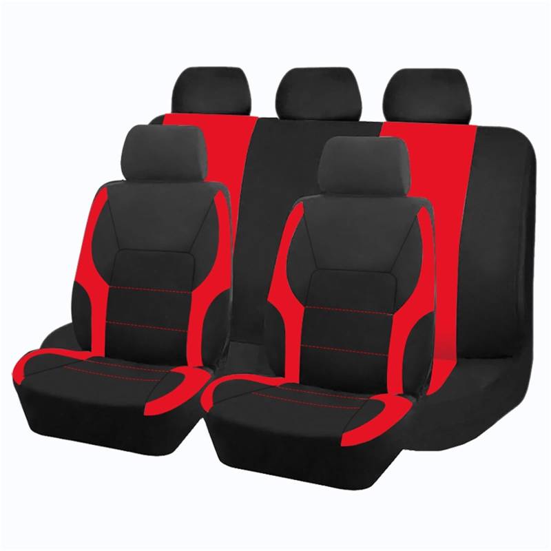 CGBWMB Auto-Sitzbezüge Universelle Autositzbezüge Aus Polyestergewebe Für Die Meisten Autos SUV Trick Van Autozubehör Kompatibel Mit Innenairbags Autositzbezüge(Red) von CGBWMB