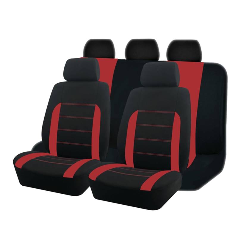 CGBWMB Auto-Sitzbezüge Universelle Autositzbezüge Aus Stoff Für Die Meisten Autos SUVs LKWs Lieferwagen Autozubehör Innensitzbezüge Für Autos Autositzbezüge(Red 5 seat) von CGBWMB