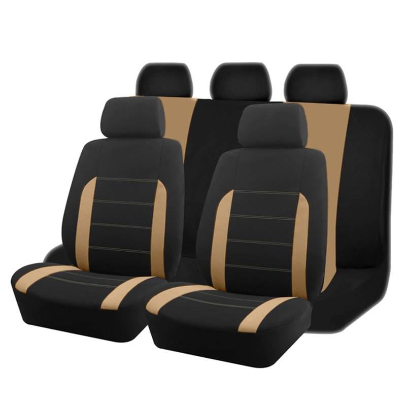 CGBWMB Auto-Sitzbezüge Universelle Autositzbezüge Aus Stoff Passend Für Die Meisten Autos SUV LKW Van Autozubehör Innensitzbezüge Für Autos Autositzbezüge(Beige 5 seat) von CGBWMB
