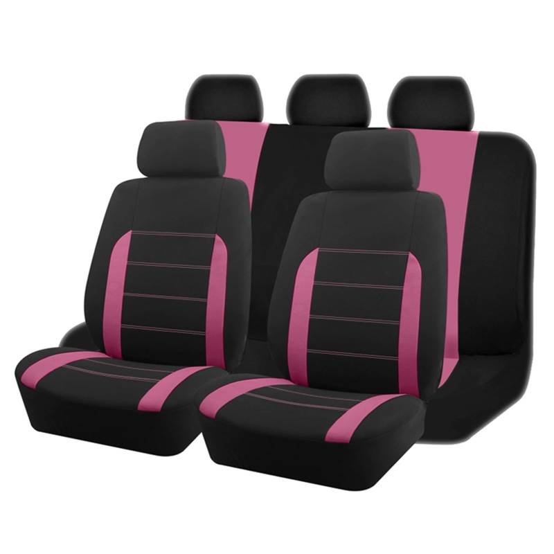 CGBWMB Auto-Sitzbezüge Universelle Autositzbezüge Aus Stoff Passend Für Die Meisten Autos SUV LKW Van Autozubehör Innensitzbezüge Für Autos Autositzbezüge(Pink 5 seat) von CGBWMB