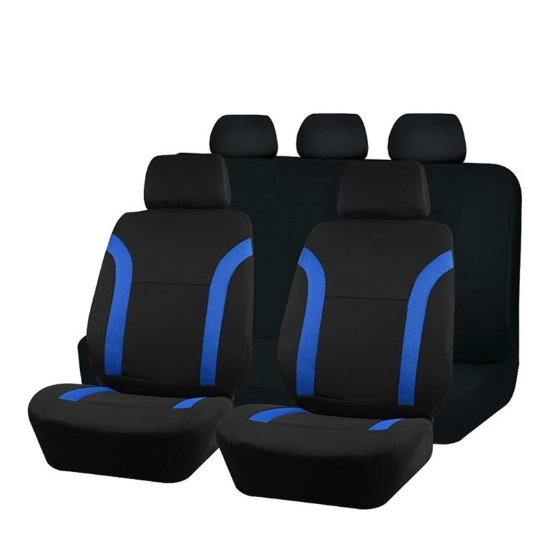 CGBWMB Auto-Sitzbezüge Universelles Polyester-Autositzbezug-Set Passend Für Die Meisten Autos Einfarbiger Stoff Zweifarbig Stilvolles Autozubehör Sitzschutz Autositzbezüge(A Blue 5 seat) von CGBWMB