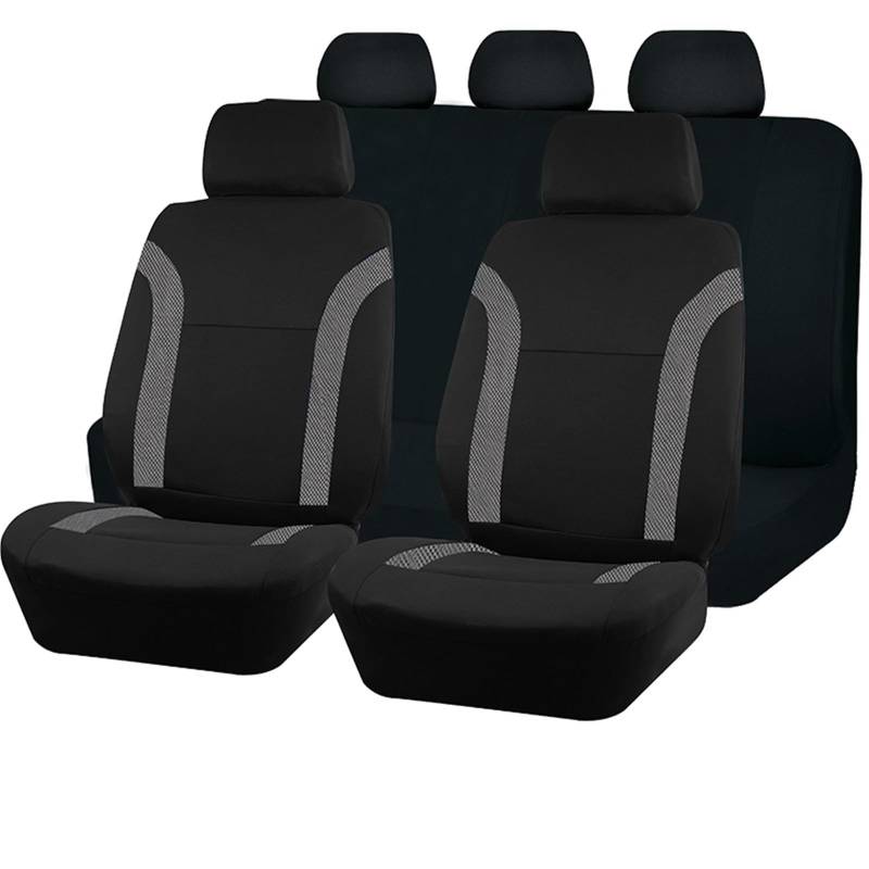CGBWMB Auto-Sitzbezüge Universelles Polyester-Autositzbezug-Set Passend Für Die Meisten Autos Einfarbiger Stoff Zweifarbig Stilvolles Autozubehör Sitzschutz Autositzbezüge(A Gray 5 seat) von CGBWMB