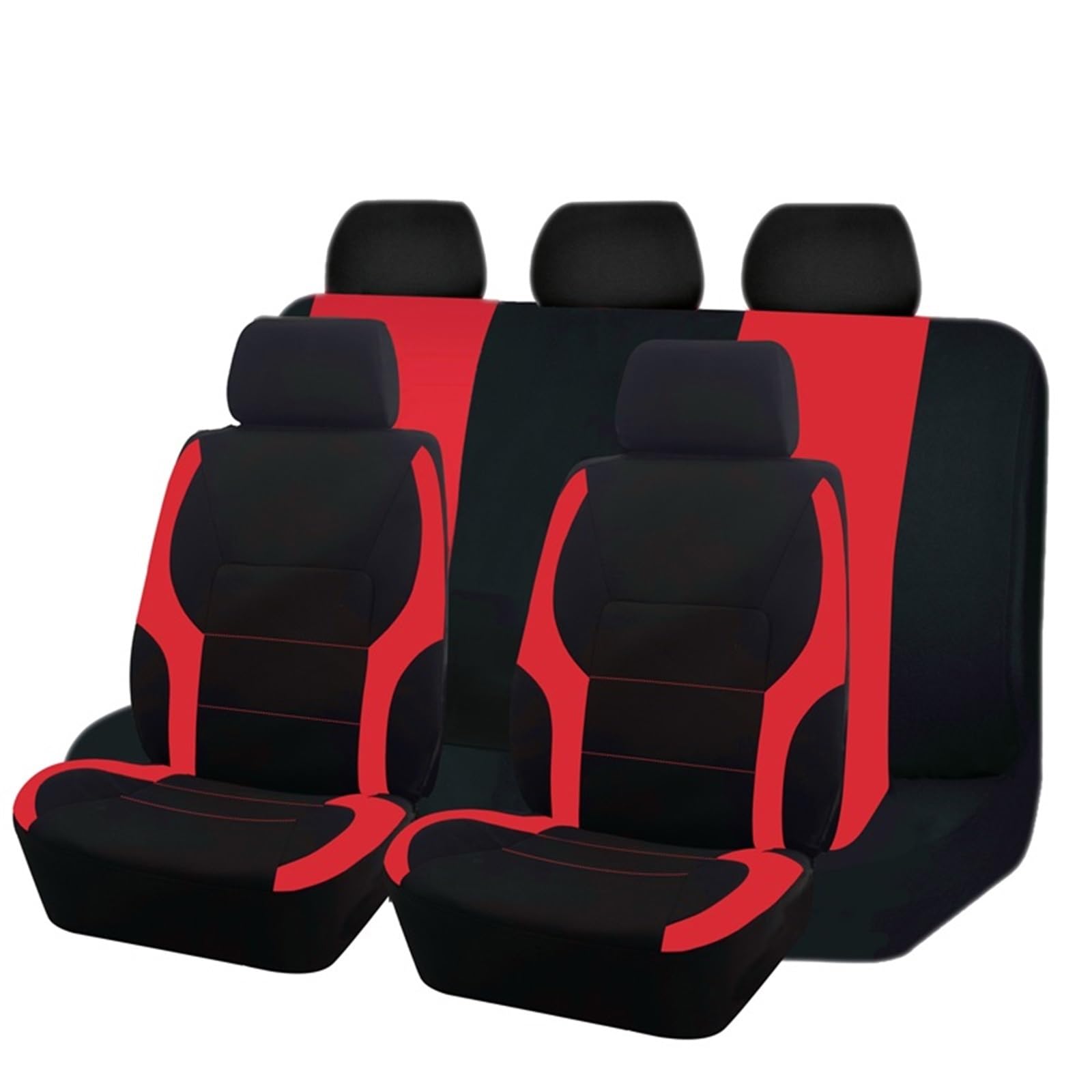 CGBWMB Auto-Sitzbezüge Universelles Polyester-Autositzbezug-Set Passend Für Die Meisten Autos Einfarbiger Stoff Zweifarbig Stilvolles Autozubehör Sitzschutz Autositzbezüge(B Red 5 seat) von CGBWMB