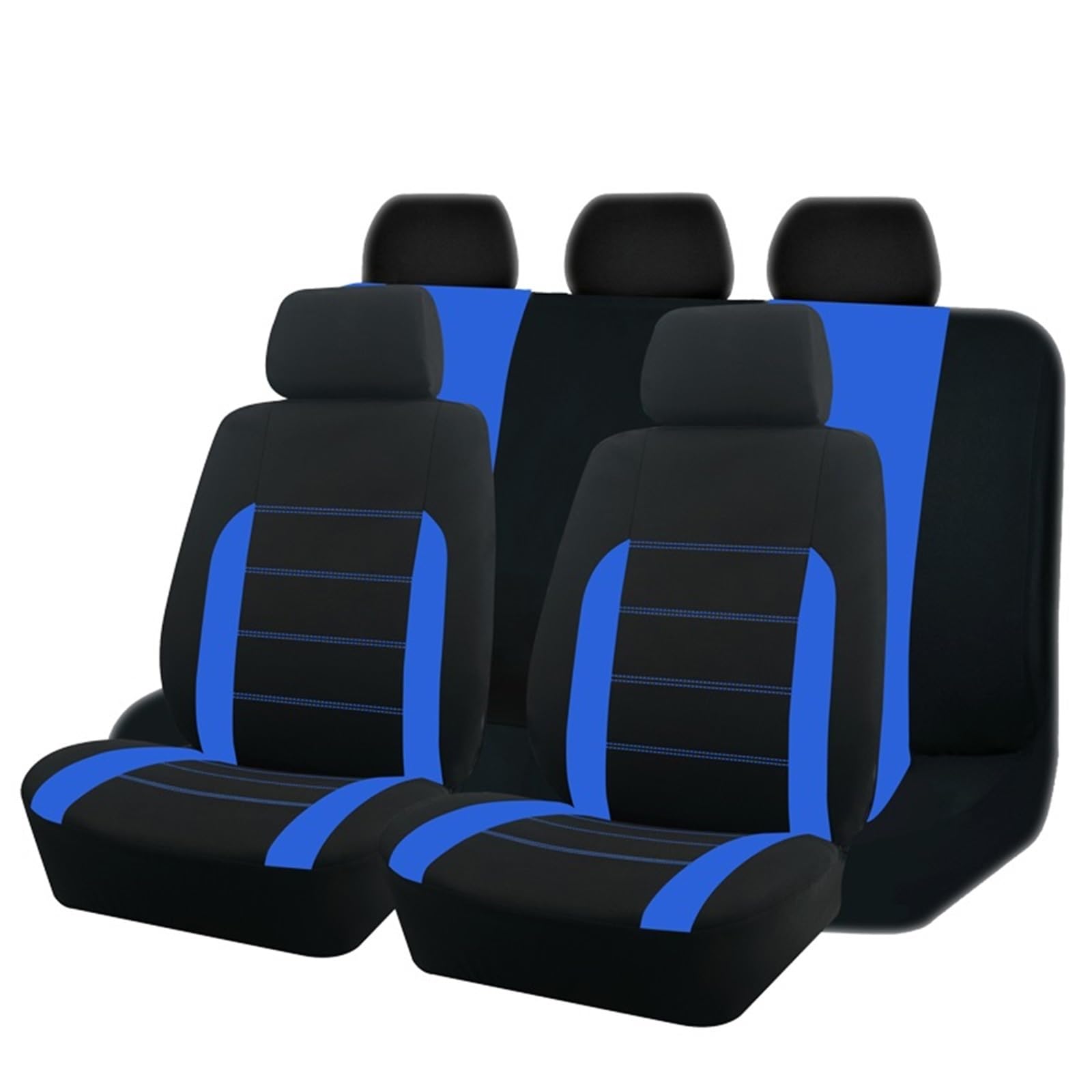 CGBWMB Auto-Sitzbezüge Universelles Polyester-Autositzbezug-Set Passend Für Die Meisten Autos Einfarbiger Stoff Zweifarbig Stilvolles Autozubehör Sitzschutz Autositzbezüge(C Blue 5 seat) von CGBWMB