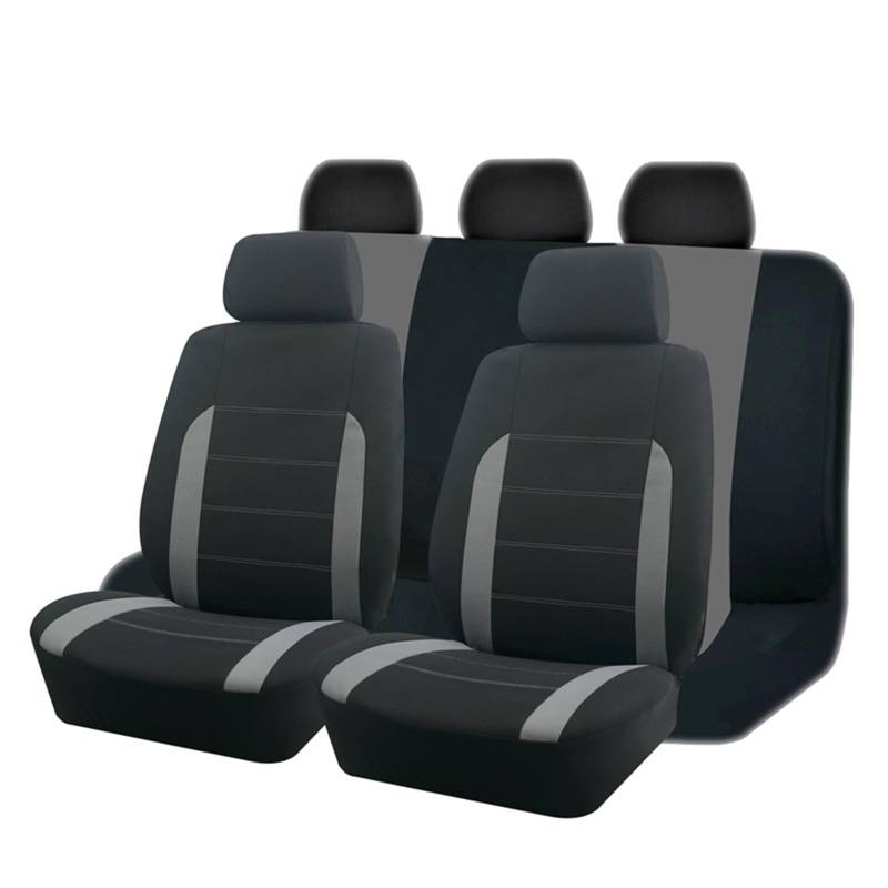 CGBWMB Auto-Sitzbezüge Universelles Polyester-Autositzbezug-Set Passend Für Die Meisten Autos Einfarbiger Stoff Zweifarbig Stilvolles Autozubehör Sitzschutz Autositzbezüge(C Gray 5 seat) von CGBWMB