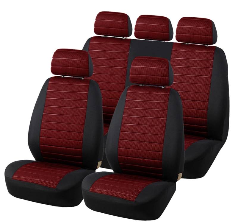 CGBWMB Auto-Sitzbezüge Vordere Autositzbezüge Airbag-kompatibel Universell Passend Für Die Meisten Autos SUV Autozubehör Autositzbezug Autositzbezüge(Red Full Set) von CGBWMB