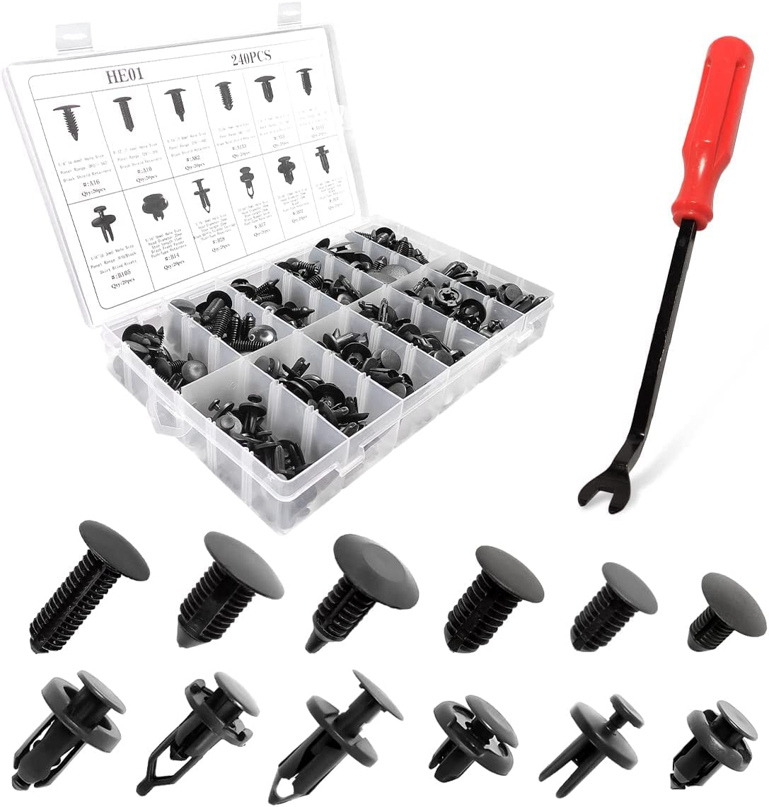 240PCS Autobefestigungen Nieten Kunststoffclips, Sortiment von universellen Druckknopfbefestigungen in einem Koffer mit Demontagewerkzeug, erhältlich in verschiedenen Formen und Größen 240PCS Autobefestigungen Nieten Kunststoffclips, Sortiment von universellen Druckknopfbefestigungen in einem Koffer mit Demontagewerkzeug, erhältlich in verschiedenen Formen und Größen von CGEAMDY