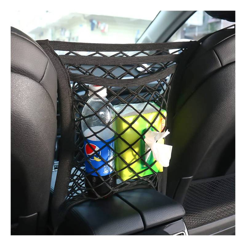 Aufbewahrungsnetz für Autositz, 3 Schichten, sehr elastisch, Netztasche für den Sitz, Organizer aus Netzstoff, für allgemeine Motoren, Kinderschutznetz, Autonetz für Hunde von CGEAMDY