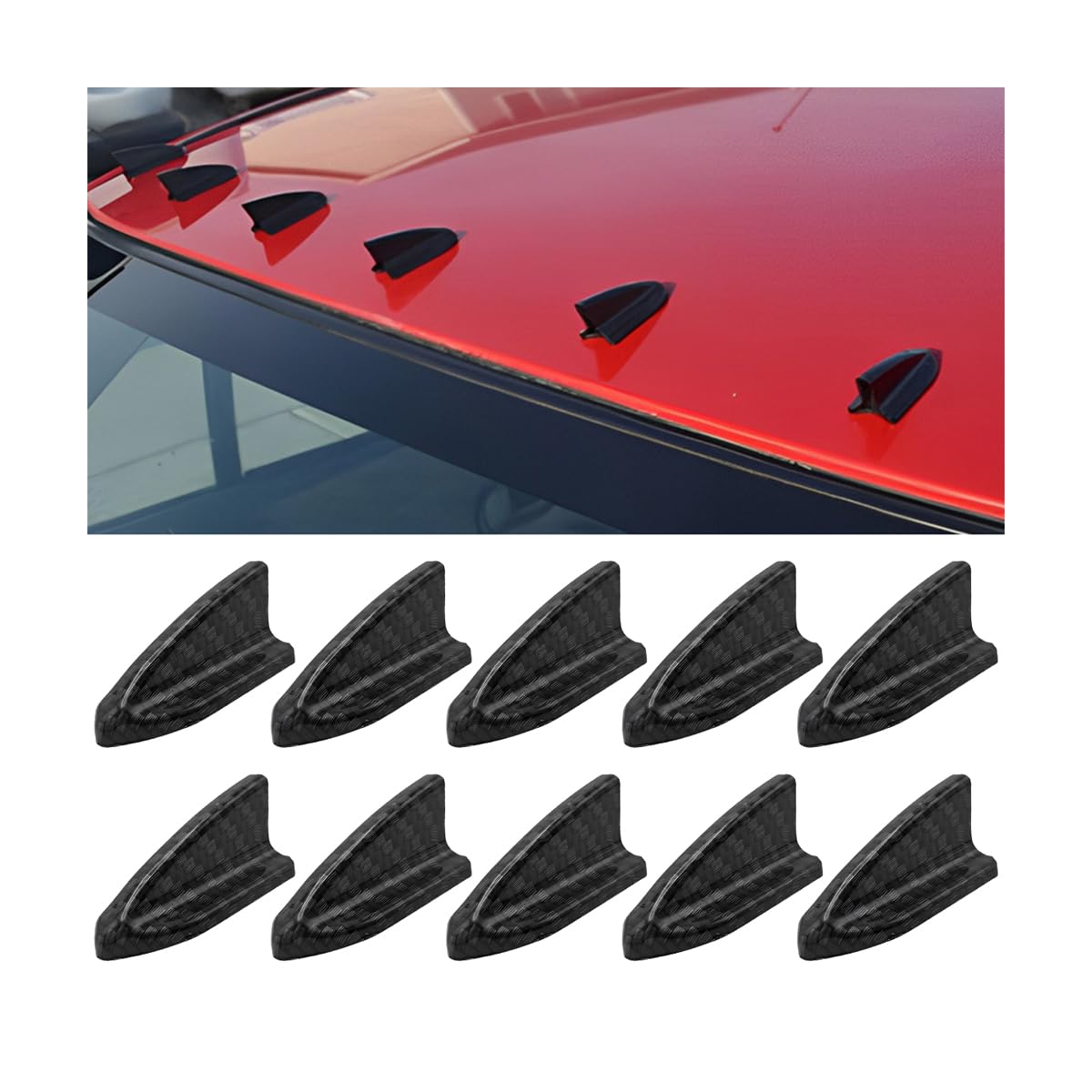 CGEAMDY 10 Stück Auto Dach Haifischflossen Spoiler, Carbon Fibre Auto Dach Haifischflosse Spoiler Flügel Kit Vortex Generator CGEAMDY 10 Stück Auto Dach Haifischflossen Spoiler, Carbon Fibre Auto Dach Haifischflosse Spoiler Flügel Kit Vortex Generator von CGEAMDY