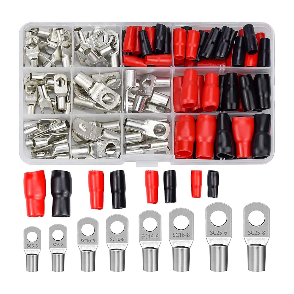CGEAMDY 120 Stück Kabelschuhe Rohrkabelschuhe Set, Kabelschuh Mit öse Verzinnter Kupferkern Sc-Hülsen, Kabelschuh Sortiment Für Kfz Batteriekabel, Ringkabelschuhe Set CGEAMDY 120 Stück Kabelschuhe Rohrkabelschuhe Set, Kabelschuh Mit öse Verzinnter Kupferkern Sc-Hülsen, Kabelschuh Sortiment Für Kfz Batteriekabel, Ringkabelschuhe Set von CGEAMDY