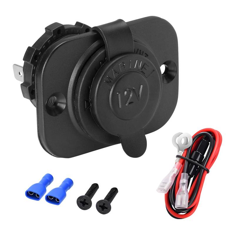 CGEAMDY 12V/24V Autoladebuchse, USB-Schnellladebuchse, Wasserdichte Zigarettenanzünderbuchse, Autoeinbausteckdose, Geeignet für Pkw Lkw Motorrad Wohnwagen Marine von CGEAMDY